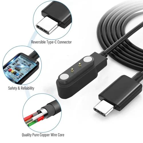 Miniatura 3 de Cargador de reloj inteligente K52 K56 Pro, [paquete de 2] Cargador tipo C para SUNKTA/ESFOE/Linwear/ATEVENSE/EIGIIS/SENBONO K52 K56 Pro Smartwatch