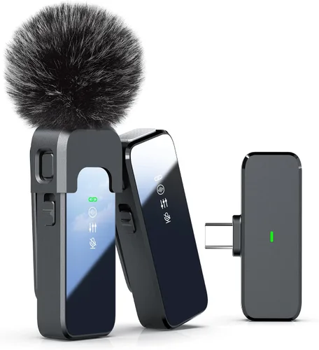 Miniatura 8 de Rythflo Micrófono Lavalier inalámbrico para iPhone Android PC con cancelación de ruido, transmisión de 100 pies, duración de la batería de 18 horas