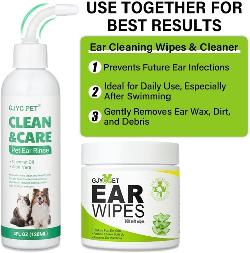 Miniatura 6 de Toallitas para oídos para perros – Limpiador de oídos para perros y gatos, toallitas limpiadoras de orejas para perros y gatos – 100 toallitas