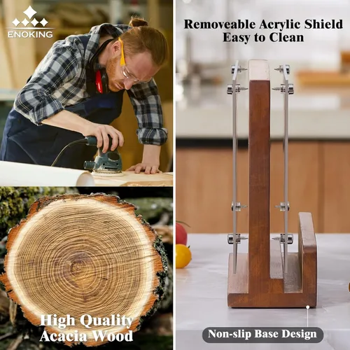 Miniatura 4 de ENOKING Bloque magnético para cuchillos con escudo acrílico, soporte para cuchillos de cocina de doble cara sin cuchillos, organizador universal