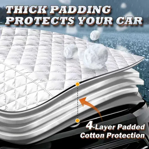 Miniatura 3 de Funda protectora de granizo para automóvil, acolchado de algodón multicapa, protección superior gruesa para granizo, nieve e impacto, se adapta a
