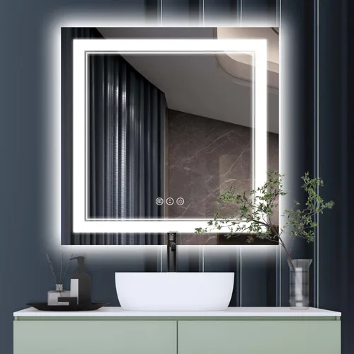Miniatura 84 de Espejo de baño LED de 72 x 36 pulgadas, retroiluminado y frontal iluminado, espejo de tocador grande iluminado con luces, antiniebla, regulable