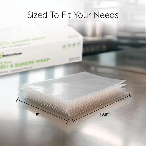 Miniatura 2 de Restaurantware Paquete de 1000 envolturas de plástico para alimentos, 10.75 x 8 pulgadas, precortadas, transparentes, desechables, para microondas