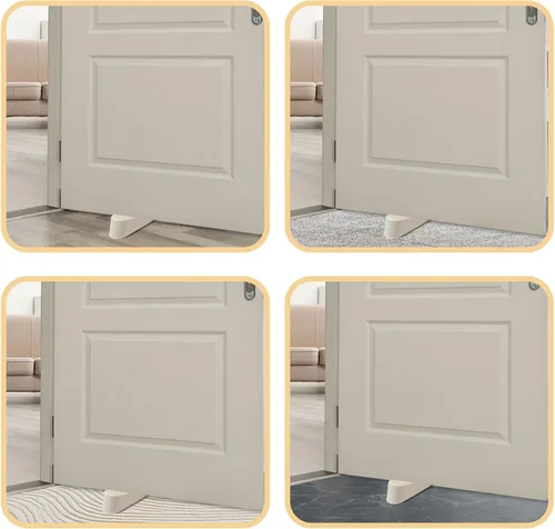 Miniatura 6 de Tope de puerta para puerta, cuña, antiarañazos, pequeño, color blanco, paquete de 4