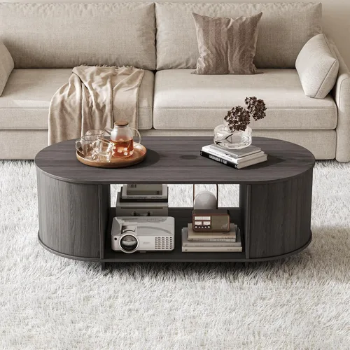 Miniatura 5 de Juego de Mesa de Centro y Soporte para TV de 2 Piezas, Centro de Entretenimiento con 2 Cajones, Consola de TV Moderna de 78.7'', Mesa de Centro Gris