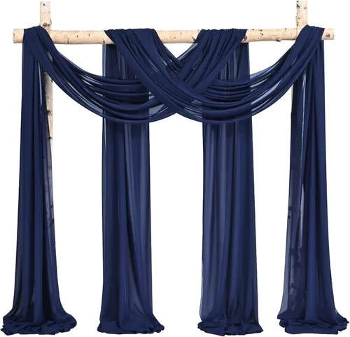 Miniatura 32 de Cortinas de arco de boda, 8 paneles de 28" x 20 pies, cortinas de tela de gasa blanca para ceremonia y recepción Blanco