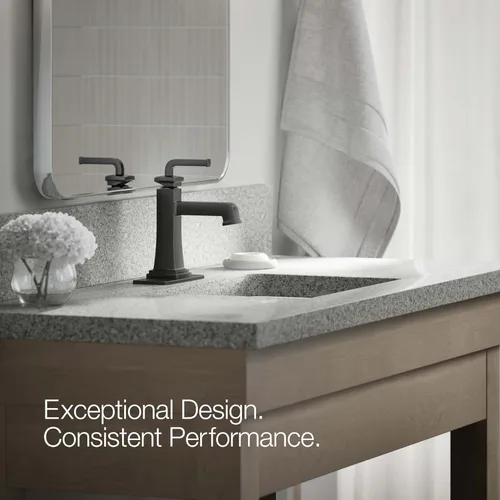 Miniatura 3 de KOHLER K-27400-4K-BL Riff - Grifo de lavabo de baño con un solo mango, con drenaje clicker, 1.0 GPM, negro mate Mate negro