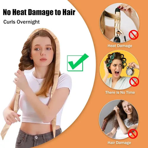 Miniatura 4 de Rizadores de pelo de terciopelo sin calor para dormir en rizos sin calor durante la noche para cabello largo, diadema sin calor para mujeres, todo