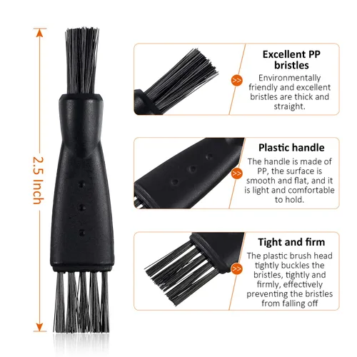 Miniatura 2 de Patelai 8 piezas de cepillo de limpieza de afeitadora eléctrica pequeños cepillos para limpiar afeitadora limpiador negro de doble cara cerdas