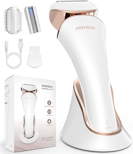 PRITECH Maquinilla de afeitar eléctrica para mujer, afeitadora recargable para mujer, afeitadora portátil para piernas, brazos, axilas, bikini,