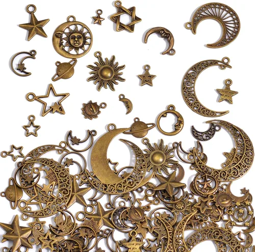 Miniatura 10 de stino 100 gramos de dijes de metal para hacer joyas, chapados en plata y oro, paquete a granel para pulseras, collares, manualidades Cruz