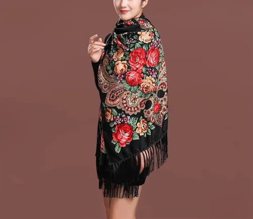 Miniatura 4 de Bufanda tradicional con borla exótica para mujer, cálida, suave, grande, rectangular, a la moda, bufandas