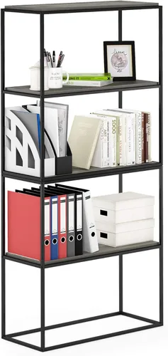 Miniatura 7 de Furinno Moretti - Estantería de metal apilable, ancha y moderna, color roble francés gris gris roble francés