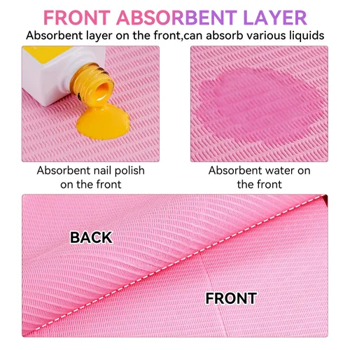 Miniatura 2 de Makartt Alfombrillas de Uñas Desechables: 50 Piezas Fáciles de Limpiar, Toalla de Mesa de Uñas Impermeable de 3 Capas para Manicura y Pedicura
