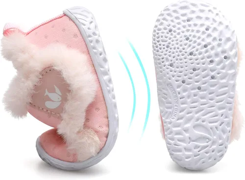 Miniatura 7 de FEETCITY - Zapatos para bebés, niños y niñas, pantuflas cálidas de vellón, botines para primeros pasos, calcetines cálidos para recién nacidos