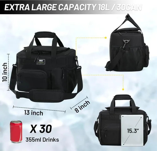 Miniatura 2 de MIER Lonchera Grande para Hombres Mujeres Adultos Hielera Aislada de Lados Suaves 30 Latas Bolsa de Almuerzo a Prueba de Fugas Plegable para Trabajo