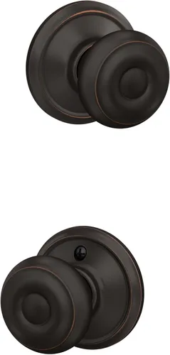 Miniatura 3 de SCHLAGE F10 GEO 716 Pomo de Puerta Georgiano, Cerradura de Paso para Pasillo y Armario, Bronce Envejecido (Paquete de 4)