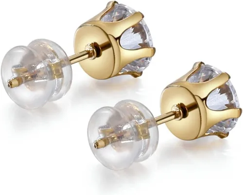 Miniatura 8 de Pendiente trasero para orejas caídas, pendientes de silicona de oro de 18 quilates para aretes pesados, soporte de goma plana para aretes de soporte