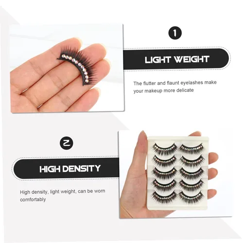 Miniatura 7 de Beavorty 5 pares de pestañas postizas de diamante para bailar en escenario de rendimiento duro