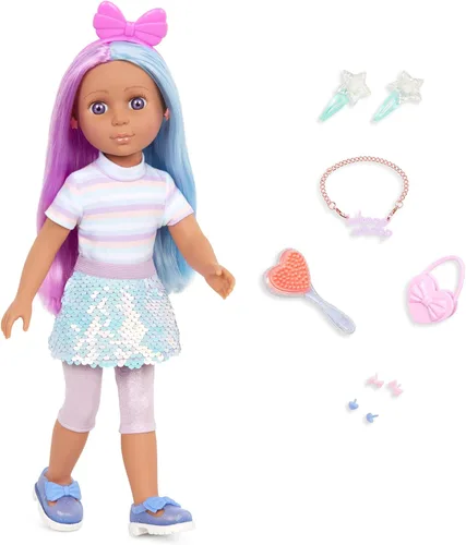 Miniatura 7 de Glitter Girls Muñeca de moda de 14 pulgadas - Ojos azules y cabello azul - Lazo, clips y atuendo colorido - Más de 3 años - Luma