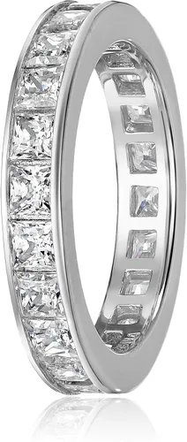 Miniatura 2 de Tienda Essentials Platinum-Plated Sterling Silver Infinite Elements Cubic Zirconia Channel Princess-Cut All-Around Band Ring