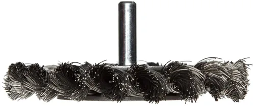 Miniatura 3 de Weiler 17680 Rueda de alambre de nudo montada en el tallo de 3-1/4 pulgadas, relleno de acero de 0.0118 pulgadas, vástago de 1/4 pulgadas, fabricado