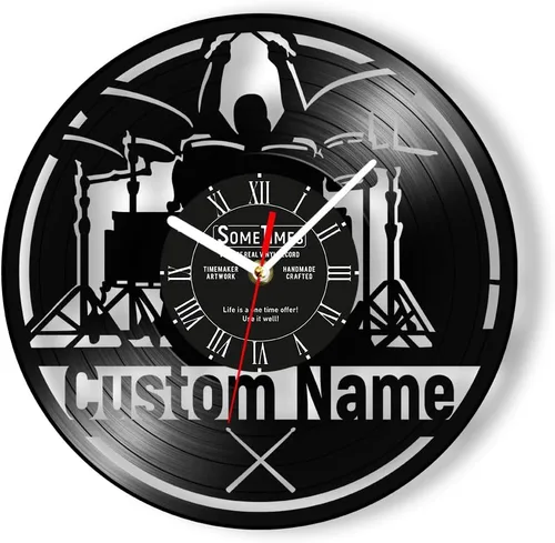 Miniatura 11 de The Geeky Days Reloj de pared con nombre personalizado, 7 colores cambiantes, reloj de pared de vinilo con luz nocturna LED, reloj de pared