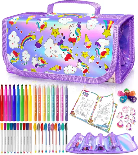 Miniatura 8 de 56 PIEZAS Juego de Marcadores Lavables con Aroma y Purpurina Estuche de Lápices, Artes y Manualidades de Sirenas y Unicornios para niños de 4-6-8