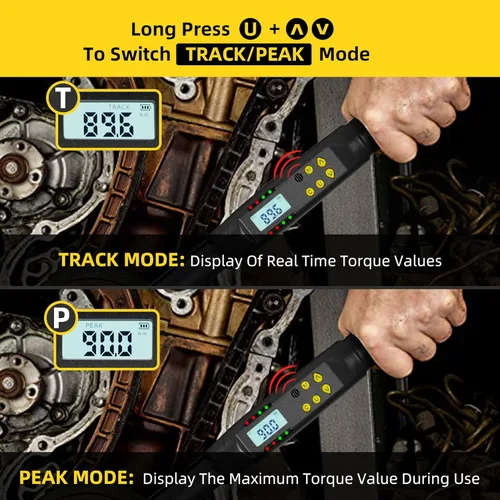 Miniatura 5 de Llave dinamométrica digital de 1/2 pulgada, 12.5-250.8 pies/17-340 Nm, precisión de ±2% con valor preestablecido, almacenamiento de datos, timbre
