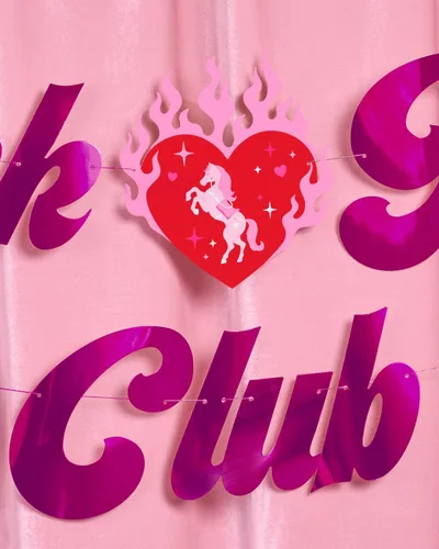 Miniatura 4 de xo, Fetti Cartel Pink Pony Club – Lámina rosa 5 pies Decoraciones de despedida de soltera, cartel de fiesta de cumpleaños, fondo de cumpleaños