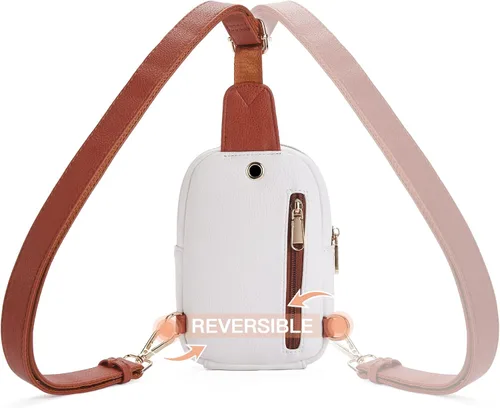 Miniatura 96 de Telena Riñonera pequeña para mujer, de cuero, cangureras, bolsa de pecho para mujer