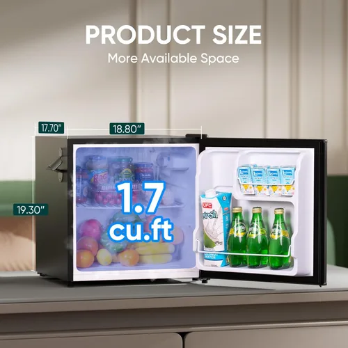 Miniatura 2 de Upstreman Mini refrigerador retro de 1.7 pies cúbicos, bajo ruido, ahorro de energía, termostato ajustable, una sola puerta, abrebotellas lateral