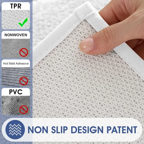 Miniatura 6 de Juego de alfombras de baño de 3 piezas de color blanco hueso, ultra suave, gruesa, esponjosa, microfibra absorbente, parte trasera antideslizante