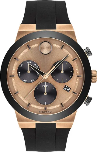 Movado Bold Fusion - Reloj casual con correa de silicona y acero inoxidable de cuarzo para hombre color oro rosa Modelo 3600711 Rose gold Reloj de