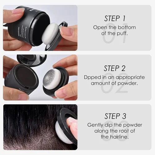 Miniatura 5 de Polvo de retoque de raíz, sombra de línea capilar negra para cabello delgado, cobertura de cabello gris, mujeres y hombres