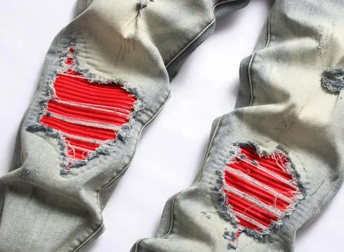 Miniatura 3 de OIIIO Jeans elásticos rasgados de ajuste regular para hombre
