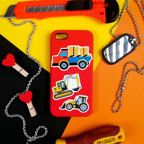 Miniatura 7 de BulbaCraft 100 Piezas de Adhesivos de Construcción - Suministros para Fiesta de Cumpleaños de Construcción, Regalos para Mujeres y Hombres Pegatinas