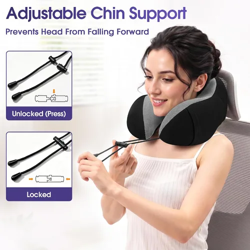 Miniatura 5 de CloudBliss Almohada de viaje de espuma viscoelástica de alta calidad, almohada cervical cómoda y de apoyo, almohadas cervicales para viajar