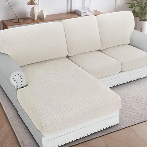 Miniatura 38 de H.VERSAILTEX Fundas para sofá seccional, 4 piezas, fundas de cojín de asiento de sofá en forma de L, fundas de cojín separadas para chaise longue