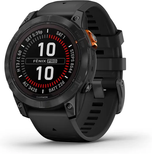 Miniatura 13 de Garmin fēnix 7X Pro Sapphire Solar, reloj inteligente GPS multideportivo, linterna integrada, capacidad de carga solar, gris niebla/naranja brasa