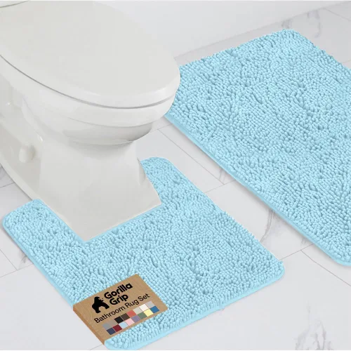 Miniatura 47 de GORILLA GRIP - Juegos de alfombras de baño, juego de 2 alfombras de chenilla suave, alfombra base para inodoro y alfombra de 30 x 20, alfombras Negro