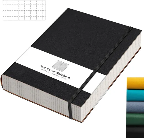 AHGXG Cuaderno de papel cuadriculado - Cuaderno de papel de cuadrícula tamaño A4 grande 8.5''×11'', 320 páginas de diario grueso, papel cuadriculado