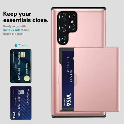 Miniatura 3 de Asuwish Funda de teléfono para Samsung Galaxy S22 Ultra 5G con protector de pantalla de vidrio templado y tarjetero para tarjeta de crédito, funda
