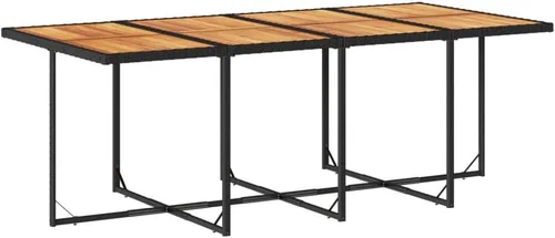 Miniatura 4 de 9 Piece Patio Dining Set Outdoor Furniture PE Rattan & Acacia Wood Black Rectangular Modern Design for Garden, Terrace, and Balcony