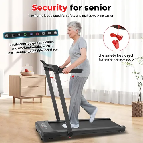 Miniatura 6 de SubSun Foldable Treadmill for Home, Portable Walking Pad with Handle, Manuall/Auto/No Incline, 2.5HP Treadmill with 265 Lbs, Black/White