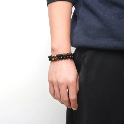 Miniatura 4 de JoycuFF Pulsera de ojo de tigre para hombre, regalo de aniversario, cumpleaños, día del padre, regalo de Navidad para novio, papá, hijo, esposo