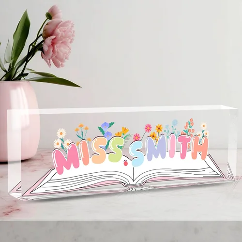 Miniatura 43 de Placa de Nombre Personalizada a Criterio, Placa de Escritorio de Acrílico, Decoración de Oficina para Mujeres y Hombres, Regalos de Agradecimiento