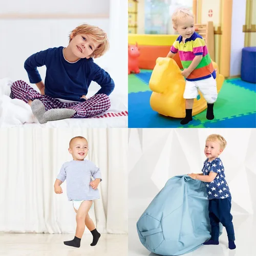 Miniatura 3 de SkiBeaut Calcetines para niños pequeños, calcetines para niños con agarres, 12 pares antideslizantes para niños pequeños y niñas con agarre para 1-7
