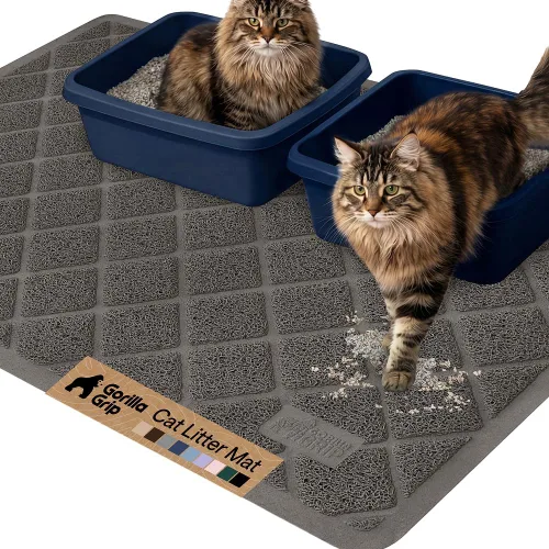 Miniatura 46 de Gorilla Grip - Tapete para atrapar la arena del arenero de gatos, 100% impermeable, fácil de limpiar, respaldo texturizado, suelos más limpios, se