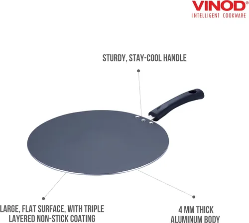 Miniatura 6 de Vinod Cookware - Plancha de cocina plana multi (Tawa) con base de inducción, sartén antiadherente 100% aluminio con superficie antiarañazos, sartén
